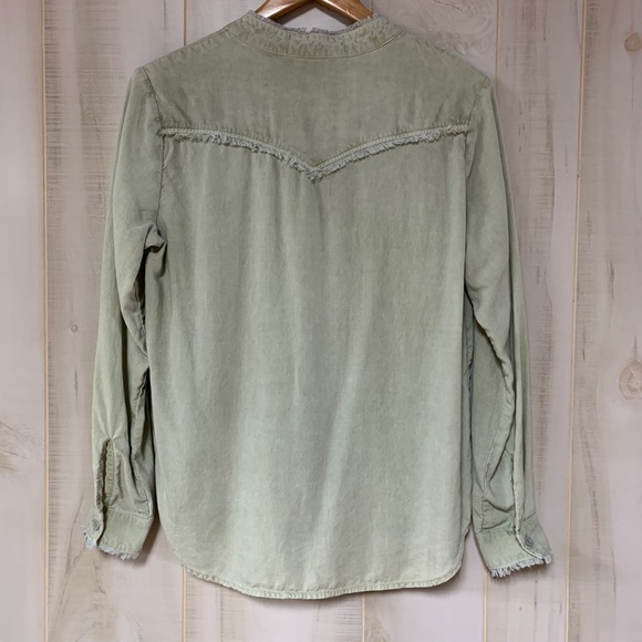 Anthro Cloth & Stone Green Tencel Shirt S - Picture 3 of 7